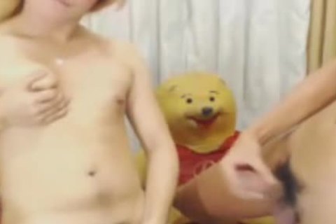 Two lascivious shemale engulfing And anal plowing