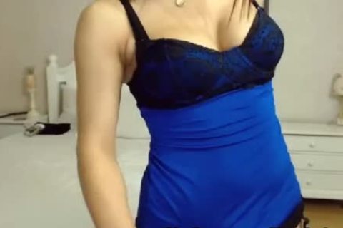 charming brunette hair tranny playgirl undresses Down And Jerks Off