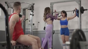 slut TS Ties Up friend while Riding Teachers penis