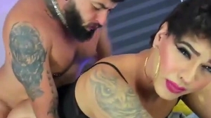 big Bearded Hunk butthole pounds dark nylons latin chick Translady On cam